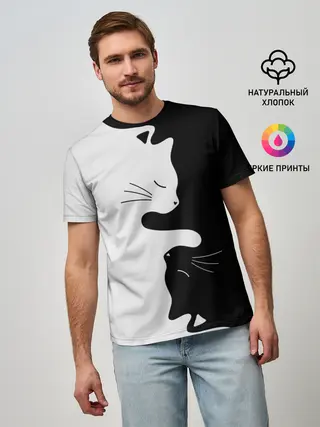 Мужская базовая футболка / Коты инь янь