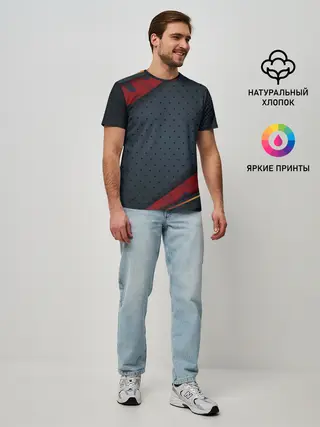 Мужская базовая футболка / 3D Dark red & black