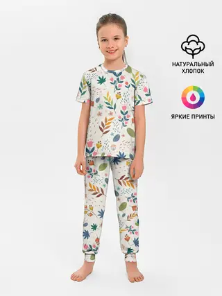 Детская пижама с брюками / Цветочный орнамент