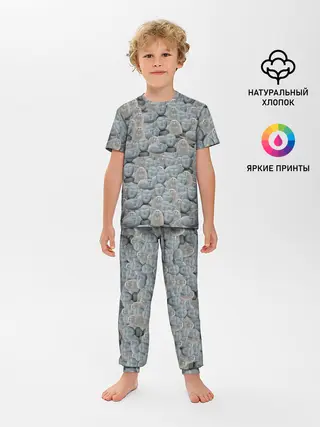 Детская пижама с брюками / Каменные лица 3D МЕМ 2020