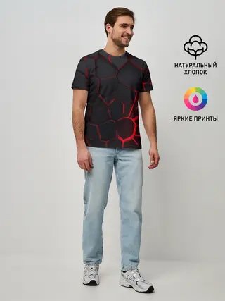 Мужская базовая футболка / Адские 3D плиты | 3Д геометрия плиты