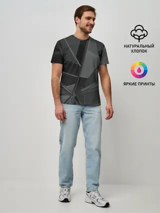 Мужская базовая футболка / Stone | Black