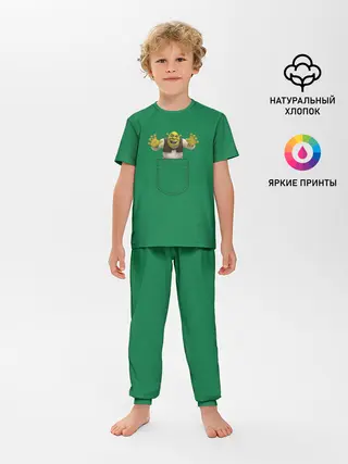 Детская пижама с брюками / Шрек рычит из кармана