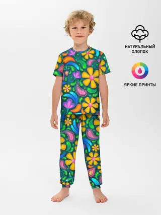 Детская пижама с брюками / ЯРКИЕ ЦВЕТЫ