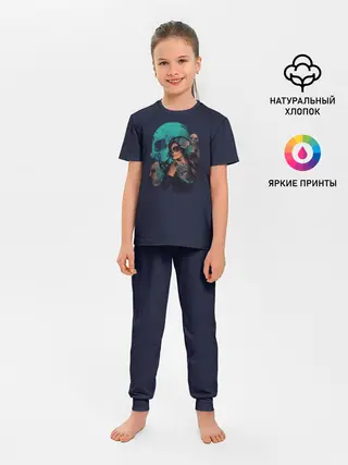 Детская пижама с брюками / ДевуШка с ЧереПами