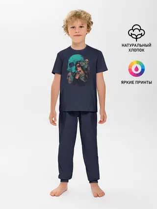 Детская пижама с брюками / ДевуШка с ЧереПами