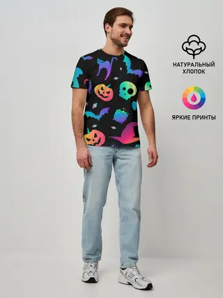 Мужская базовая футболка / RAINBOW HALLOWEEN | ХЭЛЛУИН