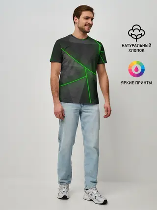 Мужская базовая футболка / Неоновые линии