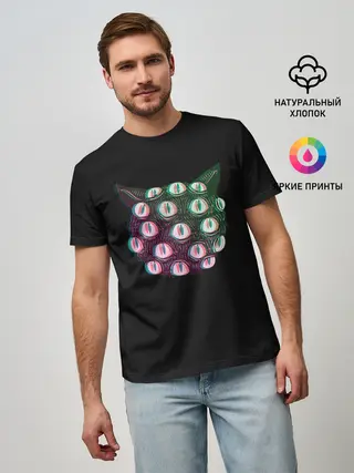 Мужская базовая футболка / Космический Кот Монстр