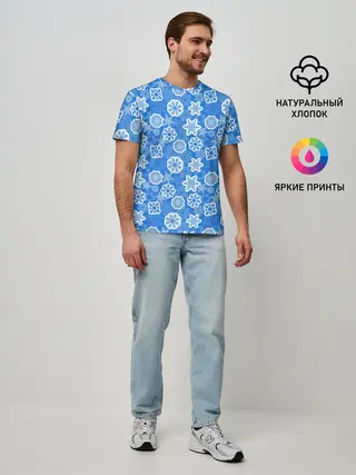 Мужская базовая футболка / Снежные Новогодние Узоры