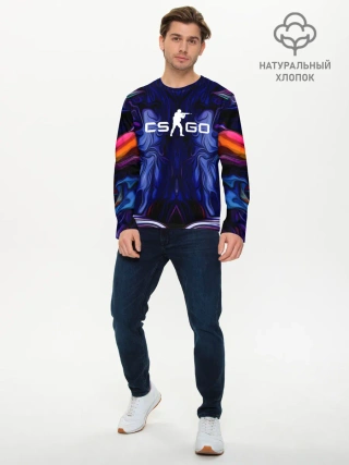 Мужской лонгслив базовый / CS GO WAVES SKIN