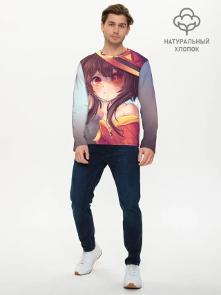 Мужской лонгслив базовый / Konosuba в шляпе