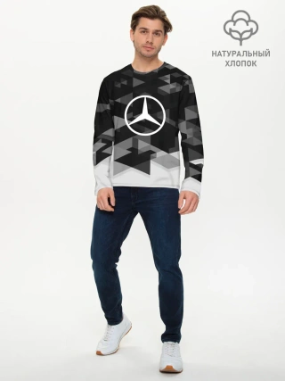 Мужской лонгслив базовый / Mercedes sport geometry