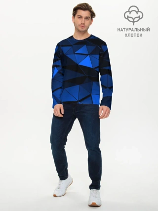 Мужской лонгслив базовый / Blue abstraction collection