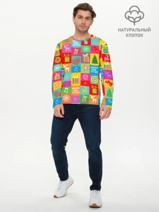 Мужской лонгслив базовый / Новогодний коллаж