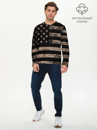 Мужской лонгслив базовый / American Flag Camo