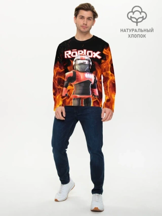 Мужской лонгслив базовый / ROBLOX FIRE | РОБЛОКС ОГОНЬ | ПОЖАРНЫЙ