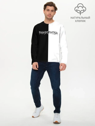 Мужской лонгслив базовый / Phasmophobia logo ч/б