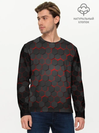 Мужской лонгслив базовый / OCTAGON красный