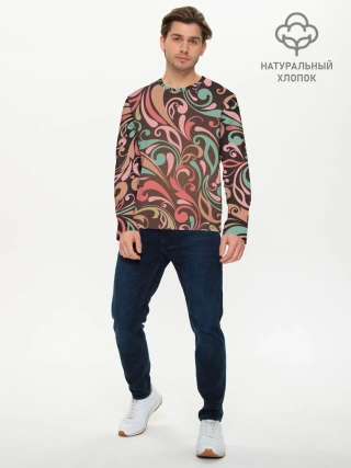 Мужской лонгслив базовый / Узор хохломы