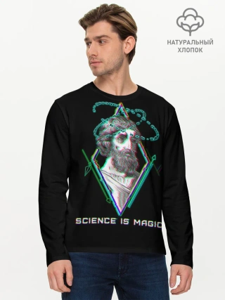 Мужской лонгслив базовый / Magic is science - Пифагор