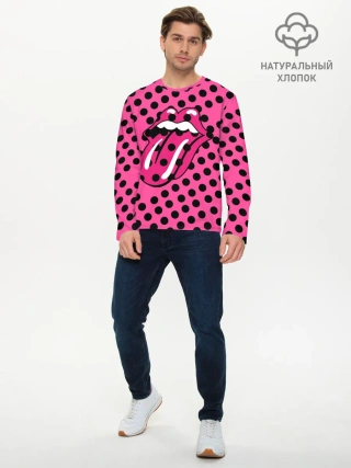Мужской лонгслив базовый / rolling stones pink logo