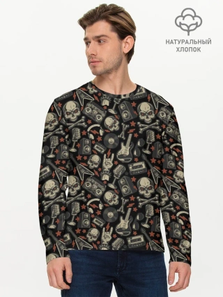 Мужской лонгслив базовый / Scull_pattern_rock
