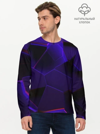 Мужской лонгслив базовый / СИНИЕ ПЛИТЫ 3D