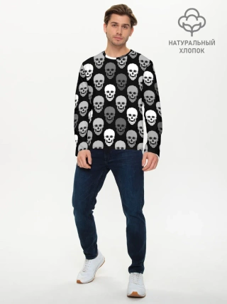 Мужской лонгслив базовый / Черно-белый готический
