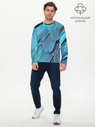 Мужской лонгслив базовый / Перья попугая