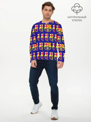 Мужской лонгслив базовый / ФК БАРСЕЛОНА / PATTERN / УЗОР