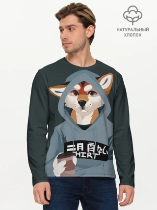 Мужской лонгслив базовый / Furry fox