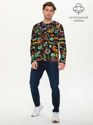 Мужской лонгслив базовый / Неоновый мир