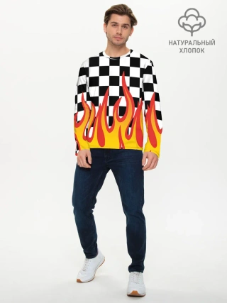 Мужской лонгслив базовый / ОГОНЬ / УЗОР / PATTERN