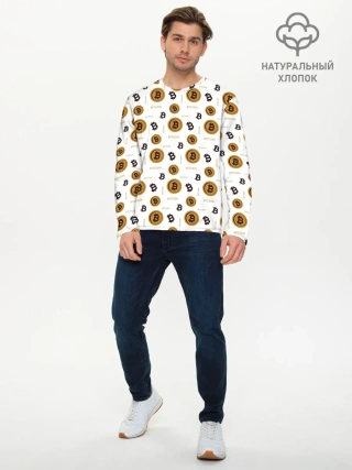 Мужской лонгслив базовый / Узор и биткоина | Pattern