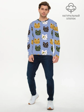 Мужской лонгслив базовый / Котики