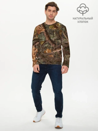 Мужской лонгслив базовый / Охотничий камуфляж