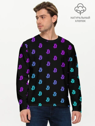 Мужской лонгслив базовый / БИТКОИН НЕОН |BITCOIN NEON