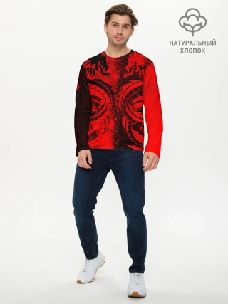 Мужской лонгслив базовый / BLACK RED DRAGONS TATOO