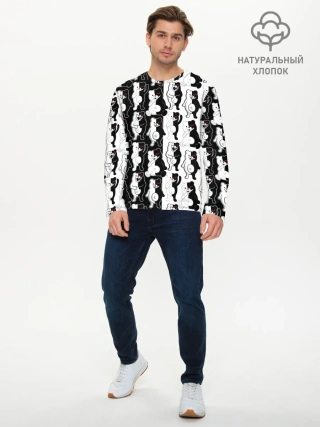 Мужской лонгслив базовый / MONOKUMA / МОНОКУМА ПАТТЕРН