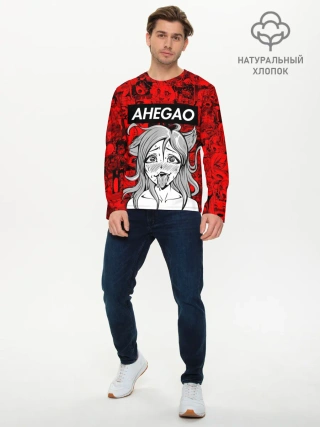 Мужской лонгслив базовый / Ahegao red