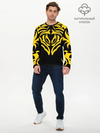 Мужской лонгслив базовый / Узор жёлтый