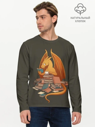 Мужской лонгслив базовый / Book Dragon