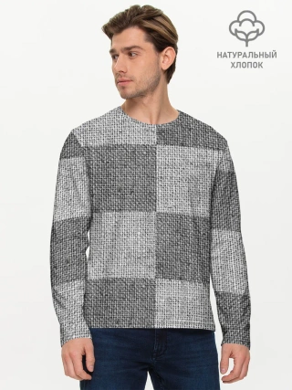 Мужской лонгслив базовый / Denim Patchwork