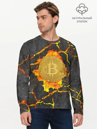 Мужской лонгслив базовый / Вулканический Биткоин