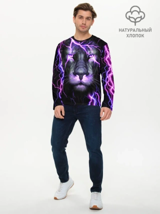 Мужской лонгслив базовый / НЕОНОВЫЙ ЛЕВ / NEON LION