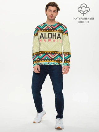 Мужской лонгслив базовый / АЛОХА ГАВАЙИ, ALOHA, SUMMER
