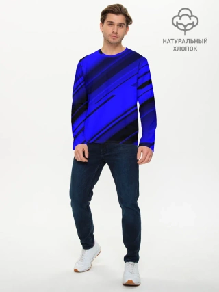Мужской лонгслив базовый / Blue and Black