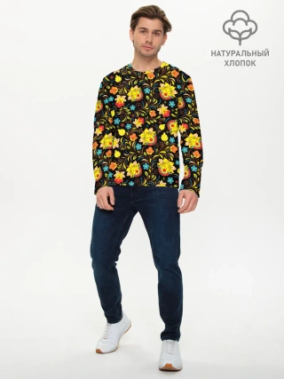 Мужской лонгслив базовый / Яркая Хохлома