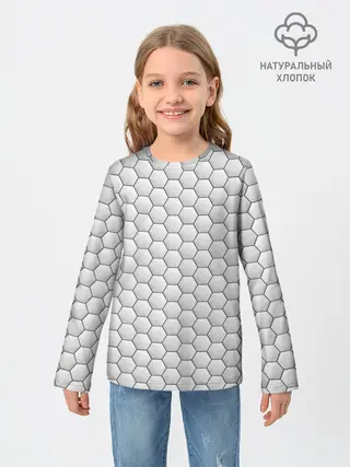 Детский лонгслив / Белая броня на тёмном фоне